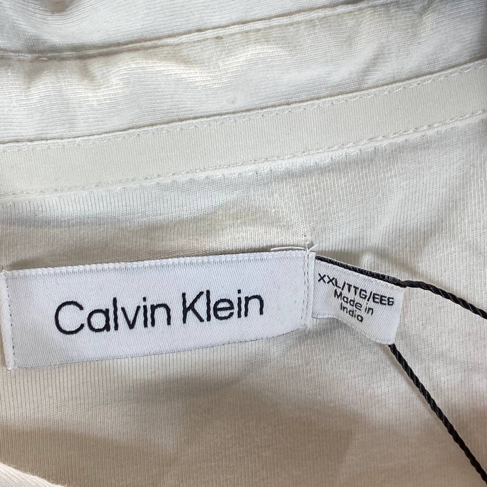 CALVIN KLEIN Men's Unbleached Smooth Cotton Colorblock Polo Shirt SZ 2XL