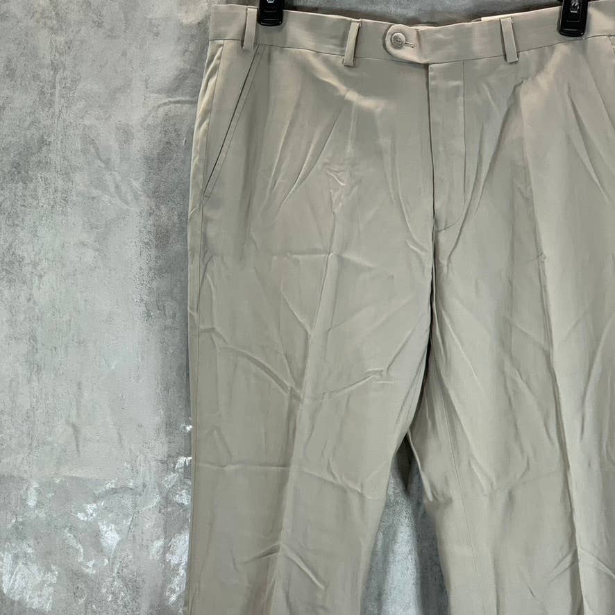 PERRY ELLIS PORTFOLIO Men's Toast Modern-Fit Flat Front Dress Pants SZ 36