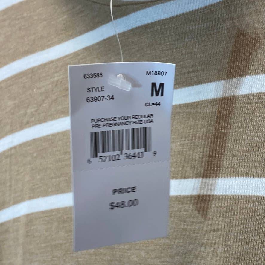 A PEA IN THE POD Women's Maternity Tan Striped Turtleneck Long Sleeve Top SZ M