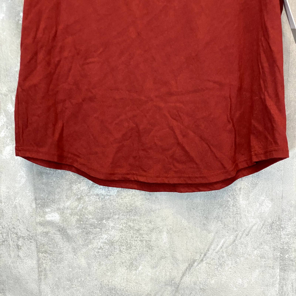 BP. Women's Red Rosewood All Day Scoopneck Short Sleeve Round Hem T-Shirt SZ S