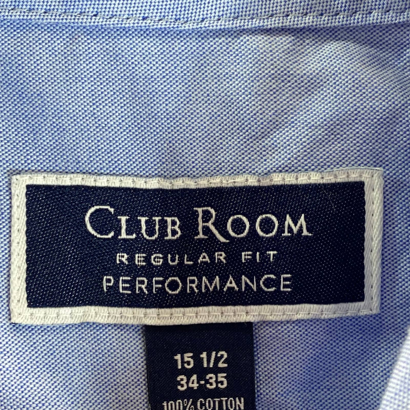 CLUB ROOM Men's Light Blue Regular-Fit Cotton Oxford Dress Shirt SZ 15.5 34/35