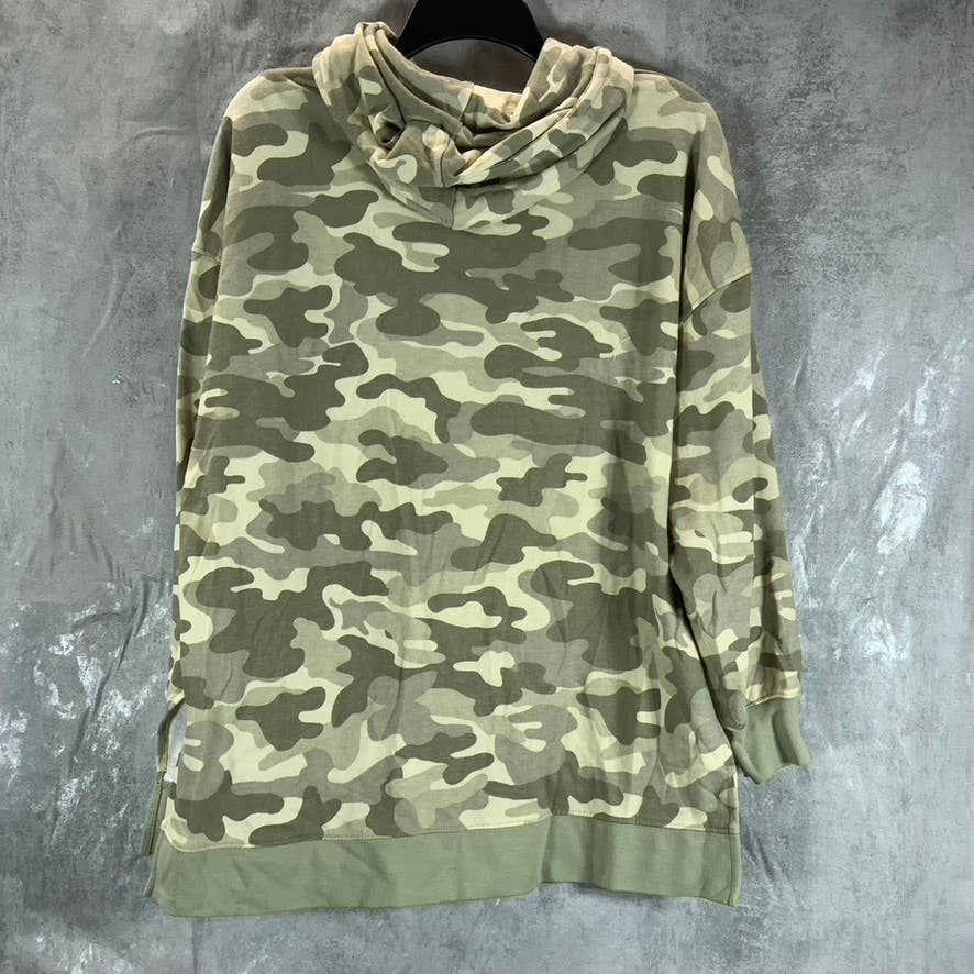 STYLE & CO Women's Green Camo-Print Oversized Pullover Hoodie SZ M