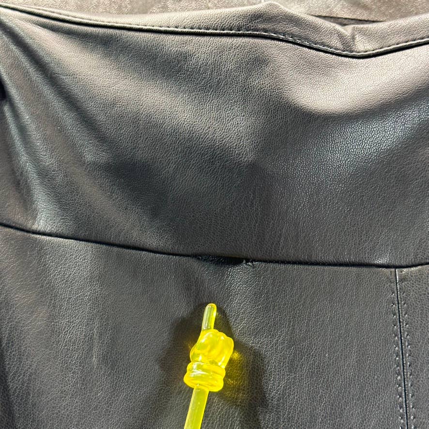 GUESS Women's Jet Black Faux-Leather Priscilla Side Zipper Pull-On Leggings SZXL