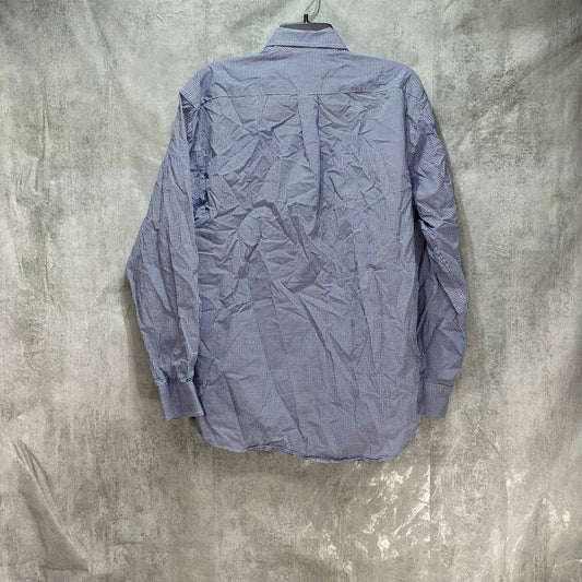 CLUB ROOM Blue Regular-Fit Performance Mini Gingham Dress Shirt SZ 16.5 34/35