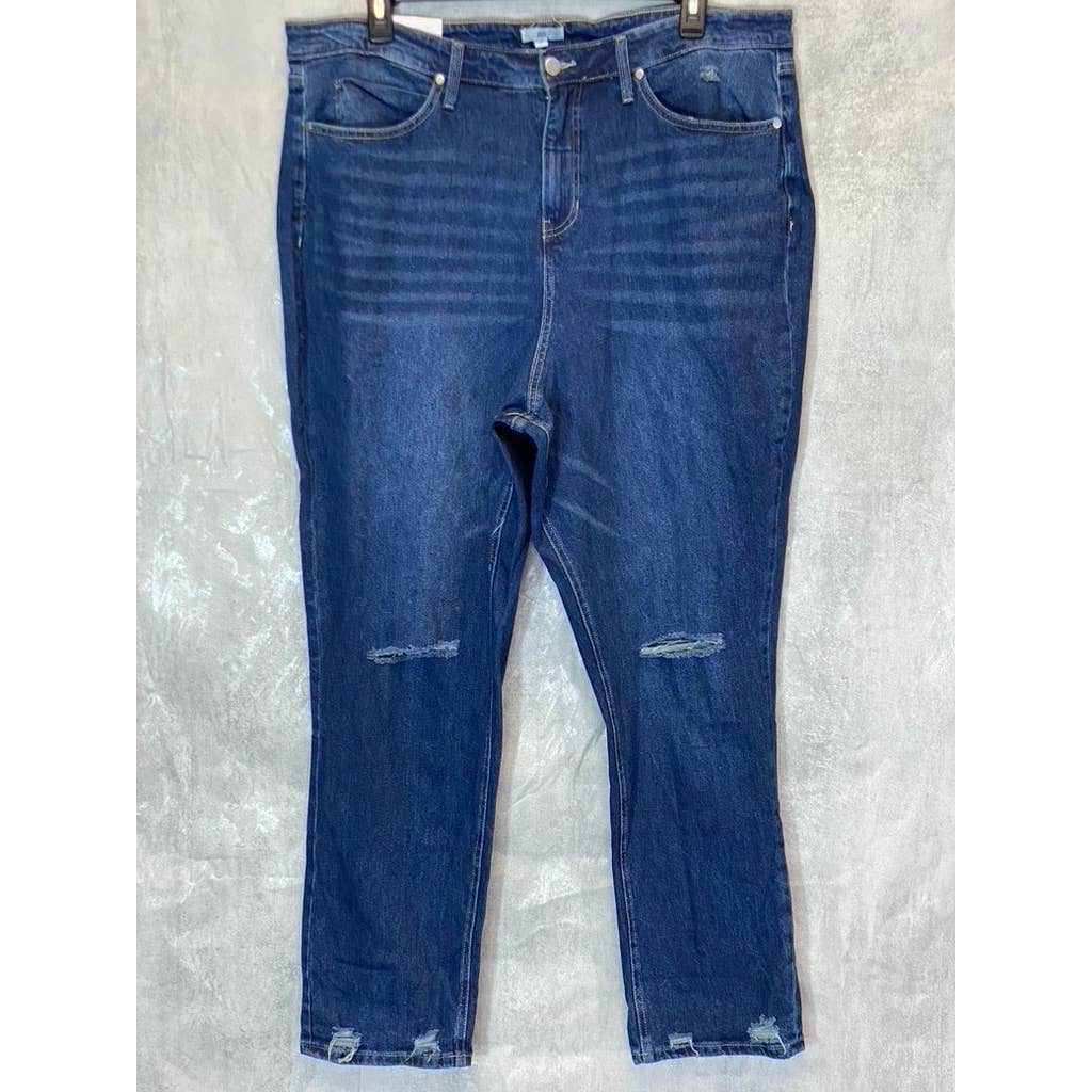 BP Women's Plus Size Dark Wash Distressed High-Rise Denim Mom Jeans SZ 18