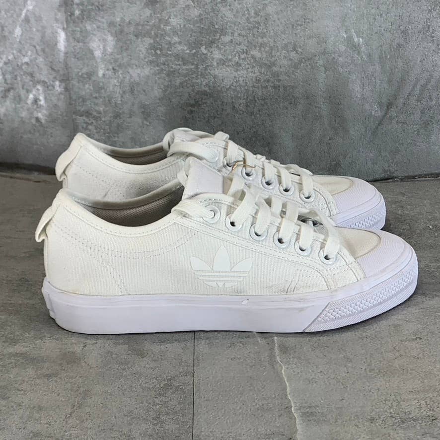 ADIDAS Women's Triple White Nizza Trefiol Lace-Up Sneakers SZ 6