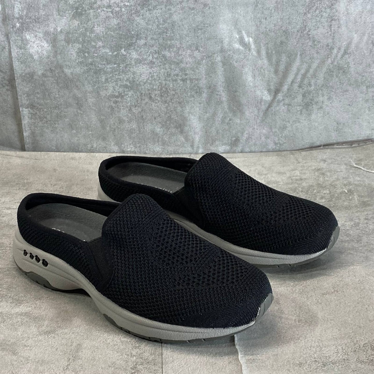 EASY SPIRIT Women's Black Takeknit2 Knit Round-Toe Slip-On Mules SZ 5