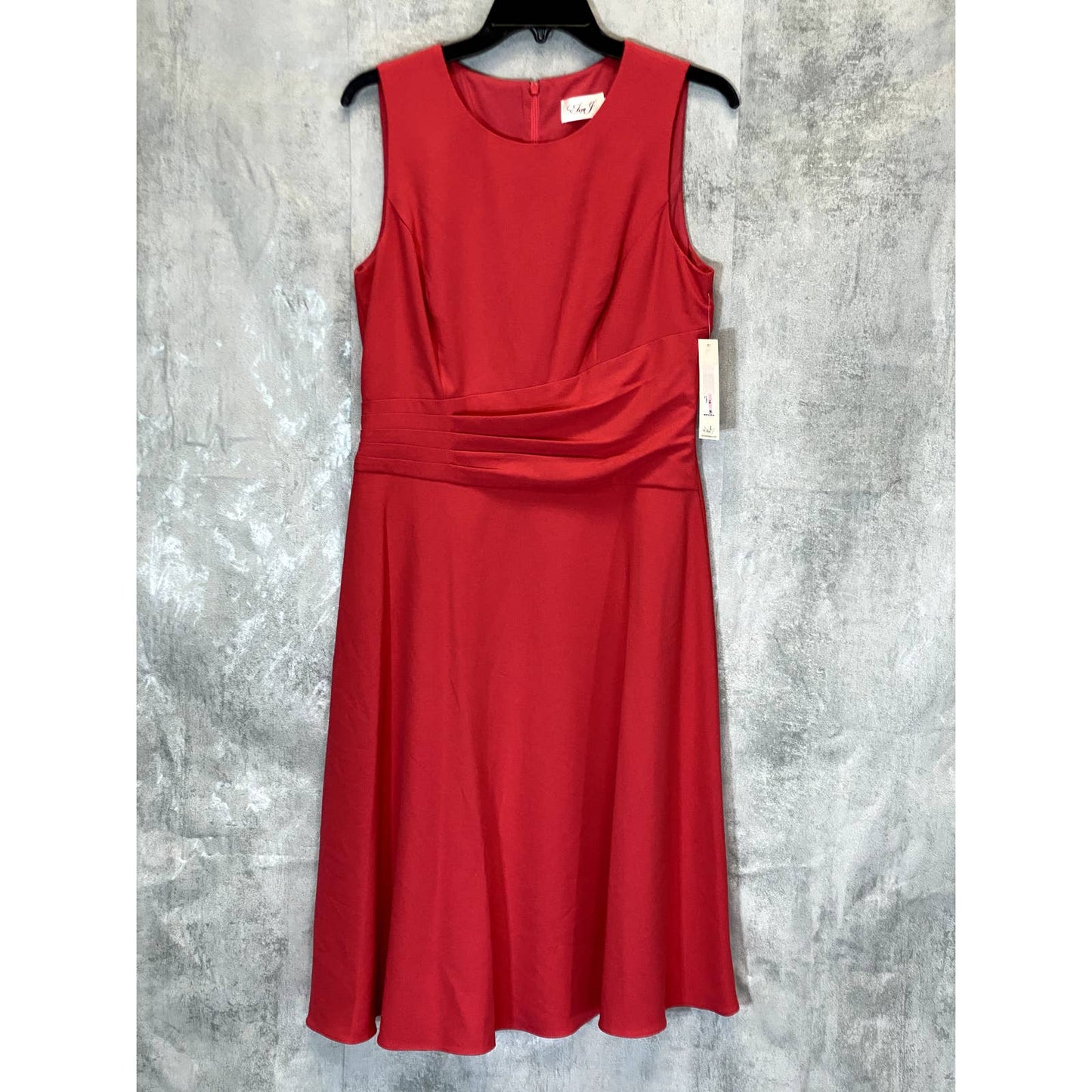 ELIZA J Women's Red Ruched Sleeveless Fit & Flare Knee Length Dress SZ 10