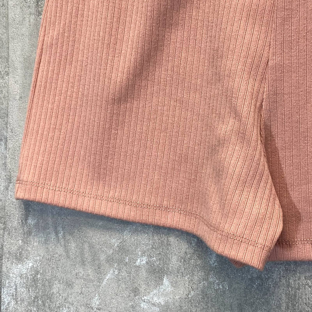 ELODIE Women's Peach Rib Knit Elastic High-Rise Waistband Pull-On Shorts SZ XS