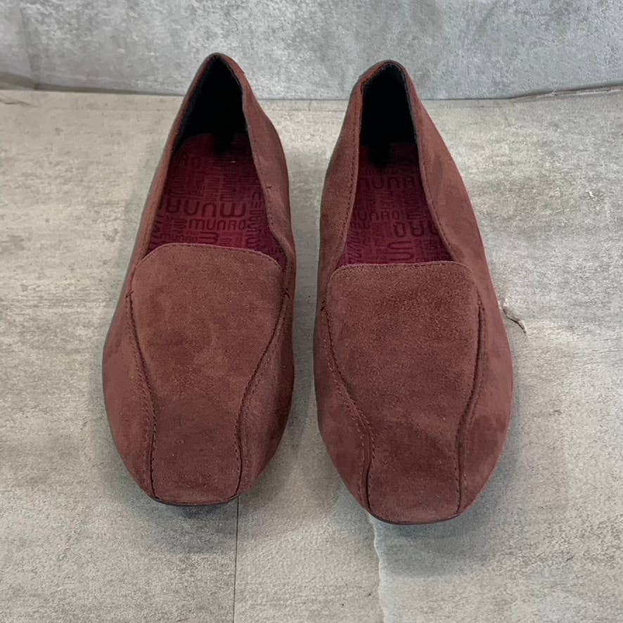 MUNRO Women's Wine Suede Diedre Square-Toe Slip-On Loafers SZ 8.5