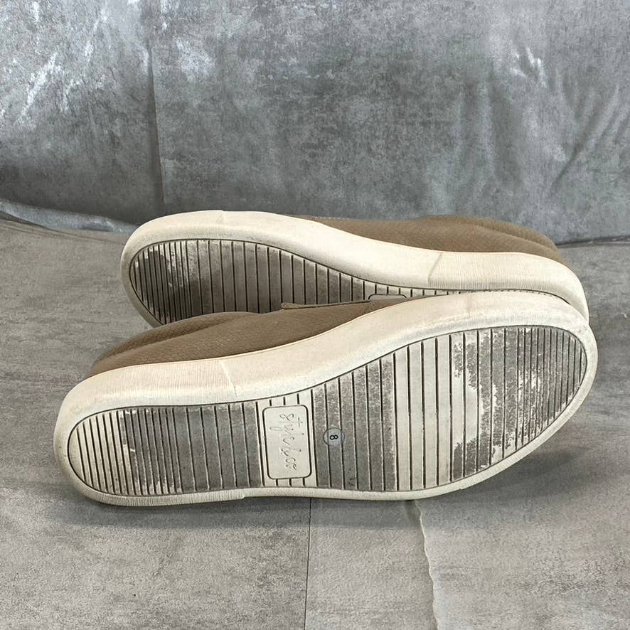 STYLE & CO Women's Taupe Textured Moira Zip Round-Toe Slip-On Sneakers SZ 8