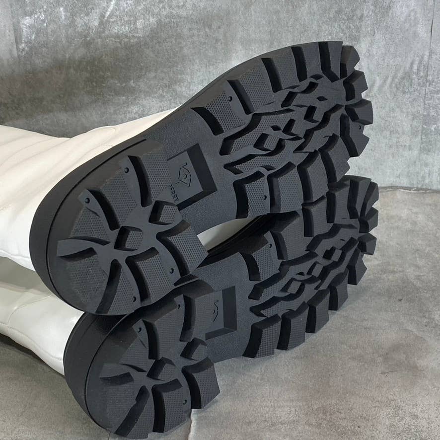 KATY PERRY Women's Optic White The Geli Solid Square-Toe Lug-Sole Tall Boot SZ11