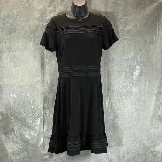 MICHAEL MICHAEL KORS Women's Petite Deep Black Mixed-Mesh Short Mini Dress SZP/M