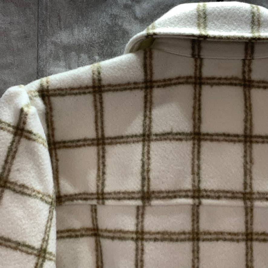 TREASURE & BOND Ivory Carsonpane Plaid Puff Sleeve Shirt Jacket SZ XS