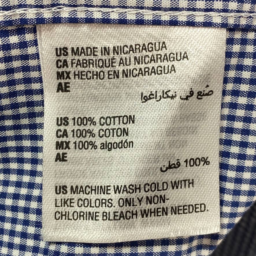 CLUB ROOM Blue Regular-Fit Performance Mini Gingham Dress Shirt SZ 16.5 34/35