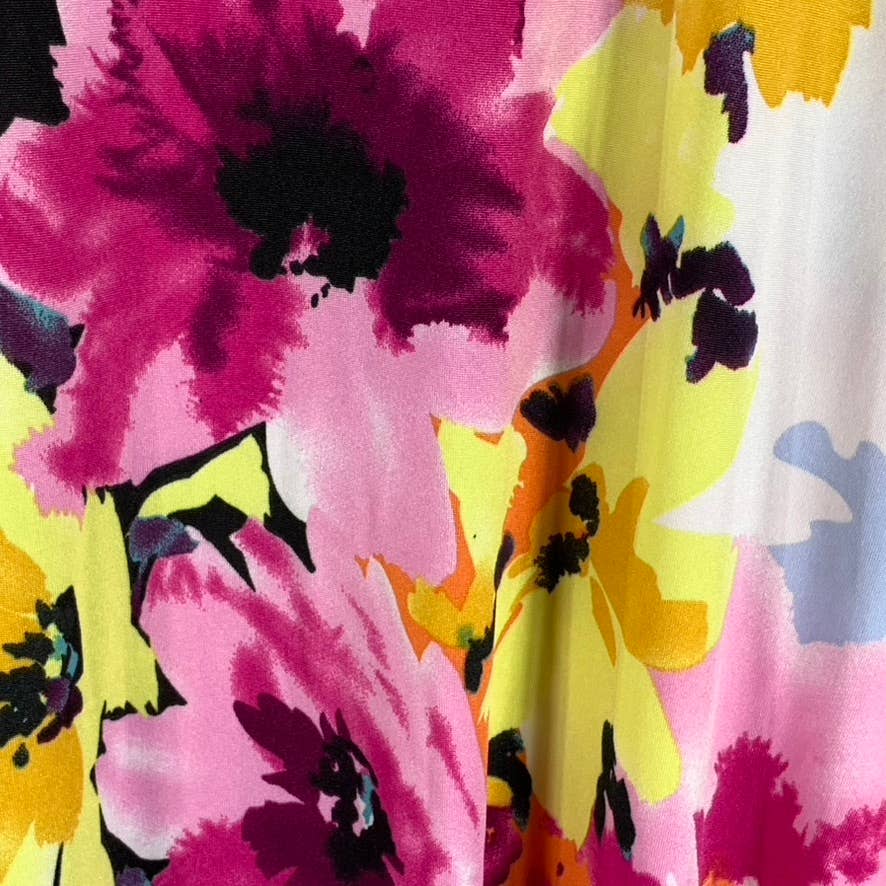 24SEVEN Comfort Apparel Women's Multi Floral Scoop-Neck Sleeveless Loose Maxi Casual Dress SZ M