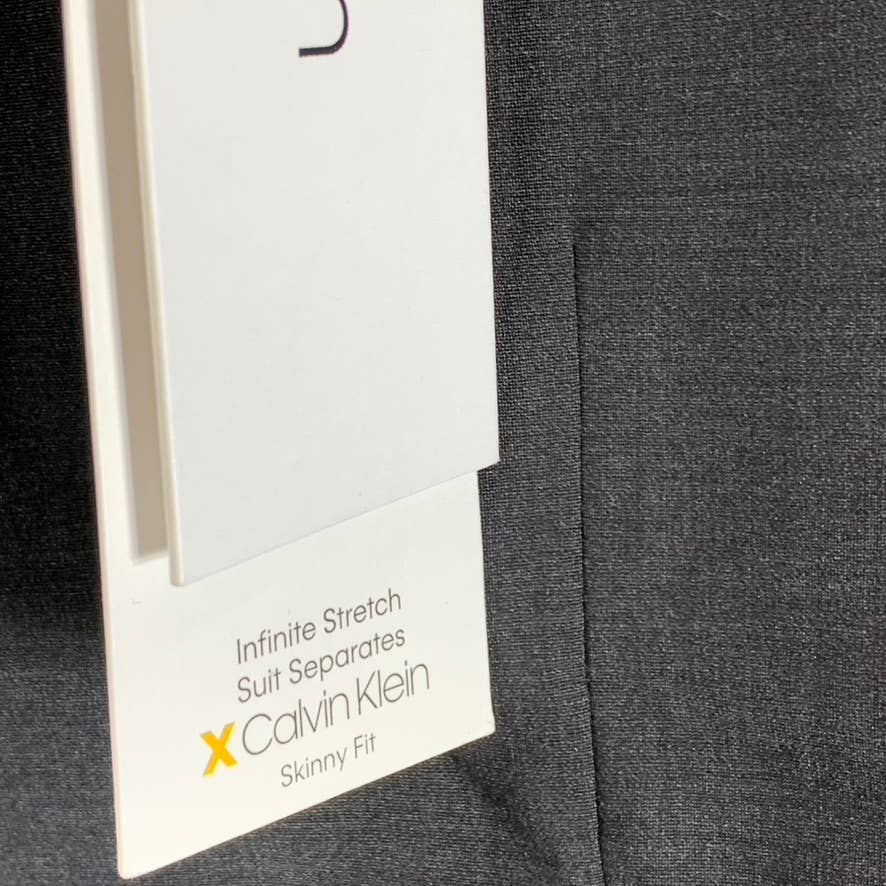 CALVIN KLEIN Men's Charcoal Long Skinny-Fit Two-Button Suit Jacket SZ 42L