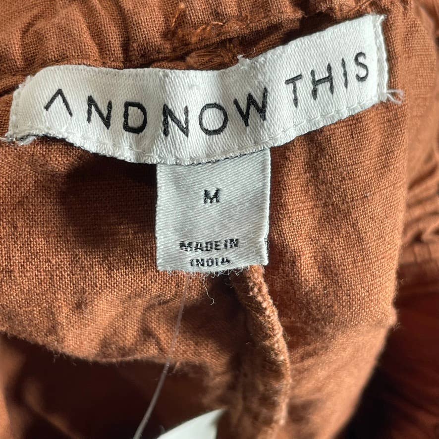 AND NOW THIS Women's Mocha Belted Paperbag Waist Pull-On Shorts SZ M