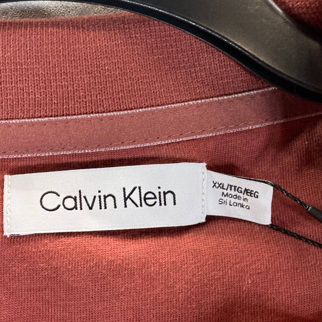 CALVIN KLEIN Men's Apple Butter Regular-Fit Smooth Cotton Stripe Polo SZ 2XL