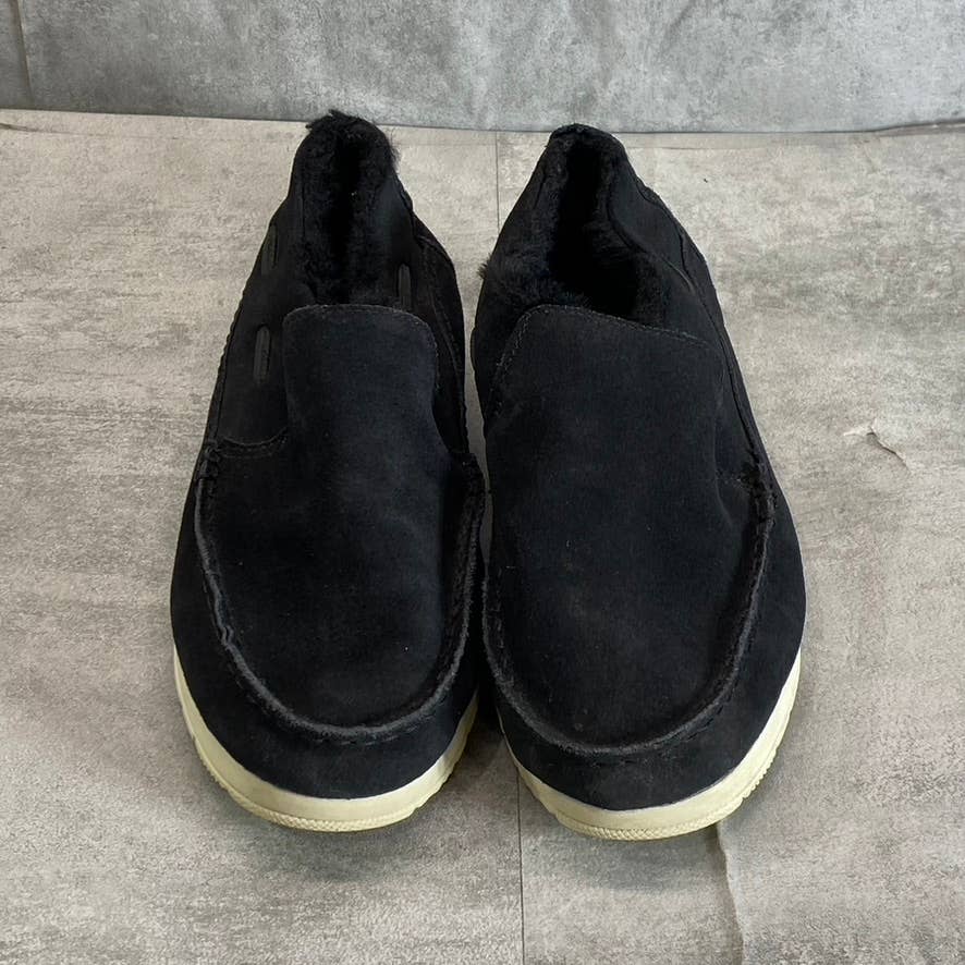 SPERRY Women's Black Suede Moc-Sider Faux-Fur Water-Resistant Slip-On Shoes SZ 7