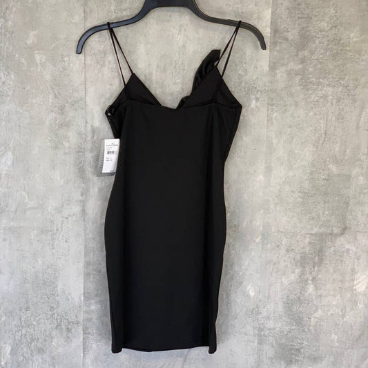 MISSGUIDED Solid Black Strappy Frill Detail Sleeveless Bodycon Mini Dress SZ 4