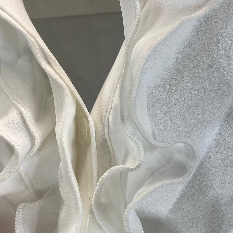BAR III Women's Lily Ruffle V-Neck Sleeveless Button-Up Top SZ XL