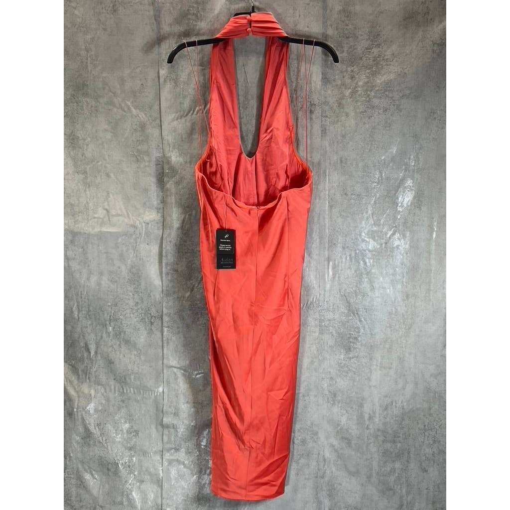 AIDAN By AIDAN MATTOX Women's Sunkist Coral Cross Front Halter Midi Dress SZ 8