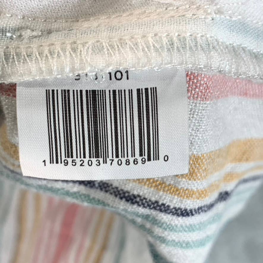 VINCE CAMUTO Women's Beach Stripe Scoop-Neck Frayed Short Sleeve Top SZ M