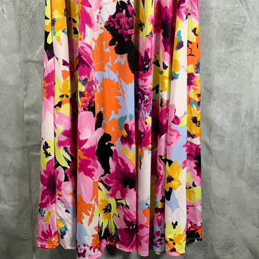 24SEVEN Comfort Apparel Women's Multi Floral Scoop-Neck Sleeveless Loose Maxi Casual Dress SZ M