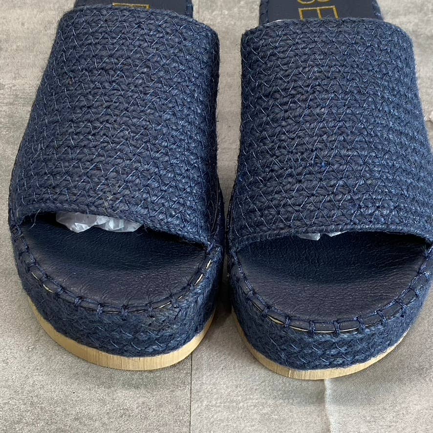 BEACH By MATISSE Women's Navy Woven Del Mar Espadrille Platform Slide Sandals