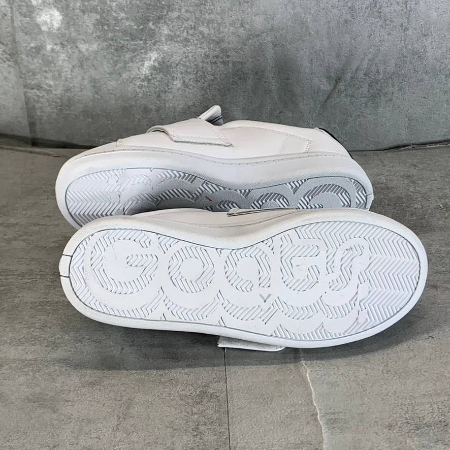 GOATS Women's White Leather The 573 Wide-Strap Round-Toe Slip-on Sneakers SZ 5