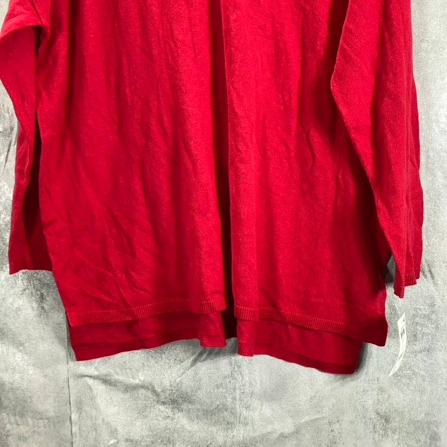 INC INTERNATIONAL CONCEPTS Women's Plus Real Red V-Neck Hi-Low Hem Pullover SZ2X