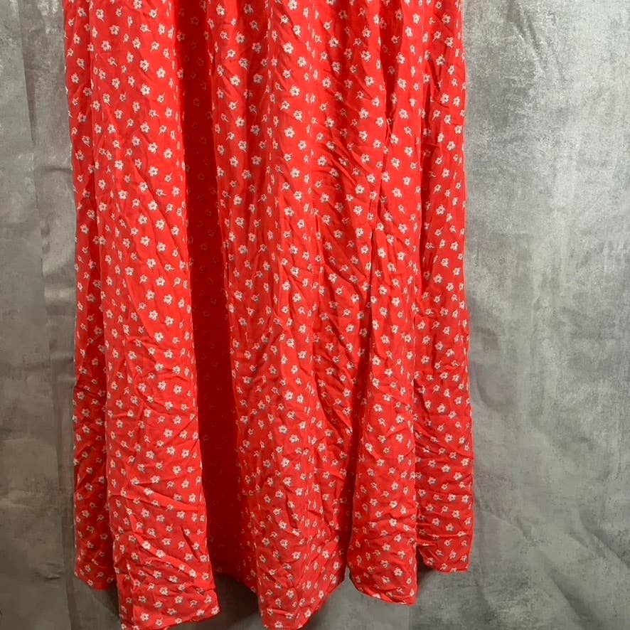 NY COLLECTION Women's Red Floral Off-The-Shoulder Smocked Side-Slit Dress SZ XL