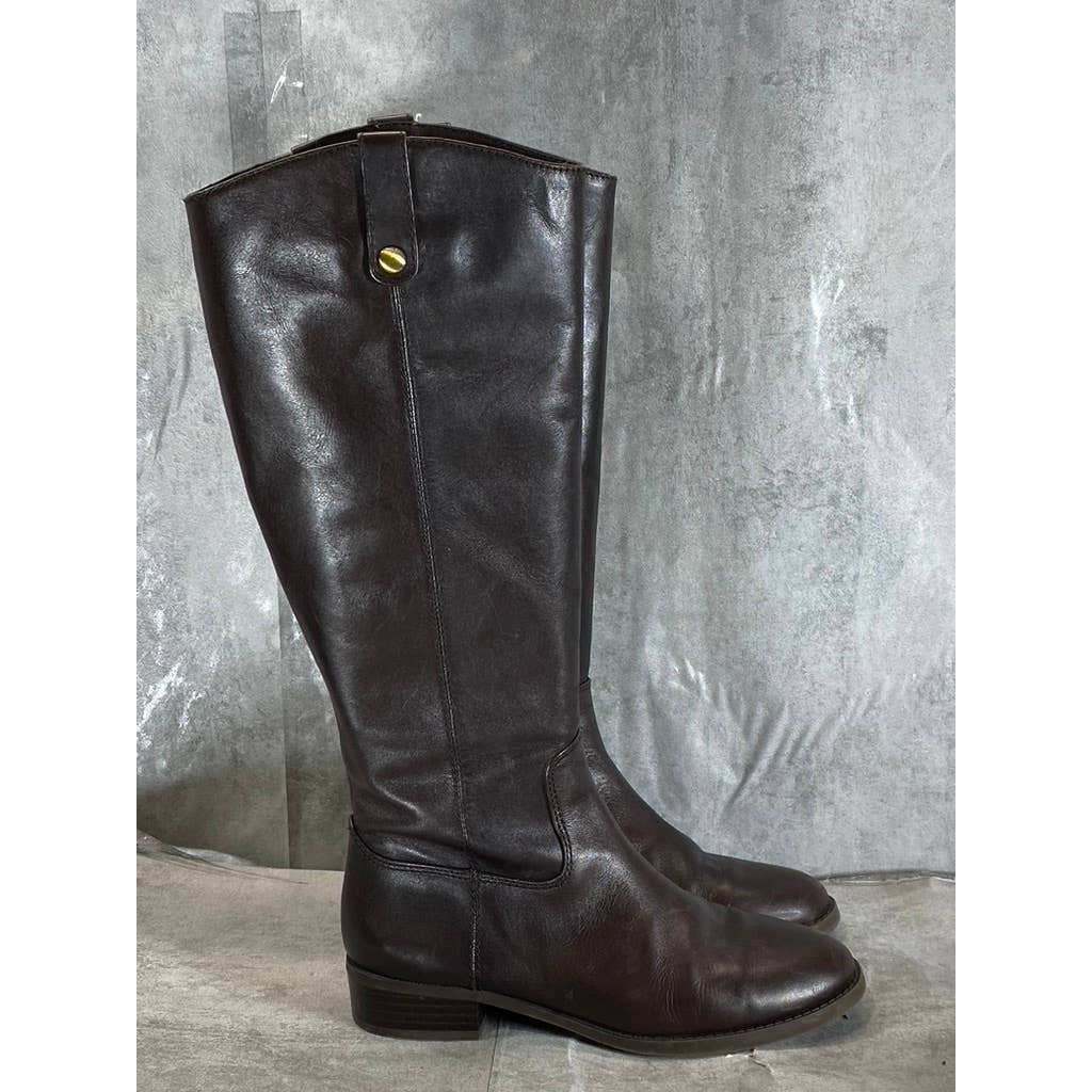 INC INTERNATIONAL Women's Chocolate Leather Fawne Knee-High Riding Boots SZ 8
