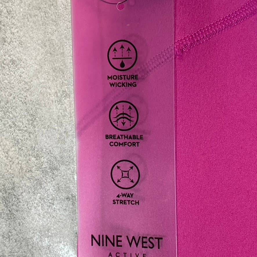 NINE WEST Women's Pink Beauty Crapped Zipper Hem Pull-On Stretch High-Waist Active Leggings SZ M