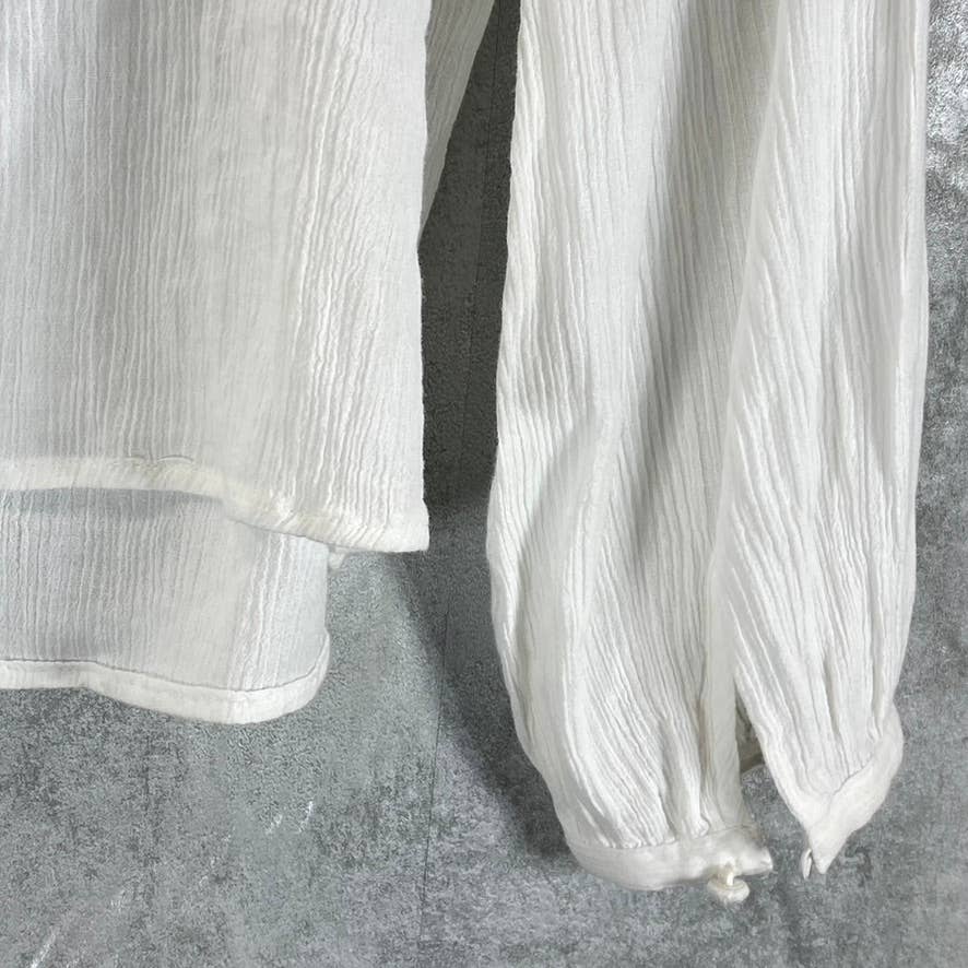 INC INTERNATIONAL CONCEPTS Women's Bright White V-Neck Double-Ruffle Top SZ M