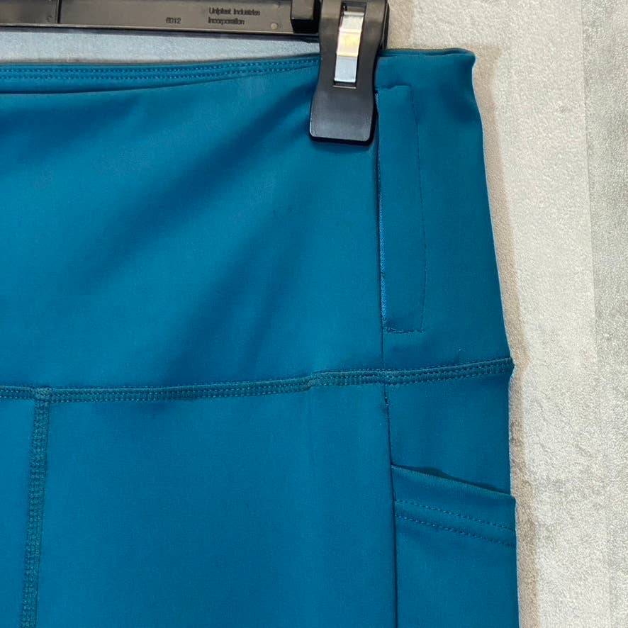 KAY UNGER Women's Teal Stretch High-Waist Media Pocket Pull-On Athletic Leggings SZ L