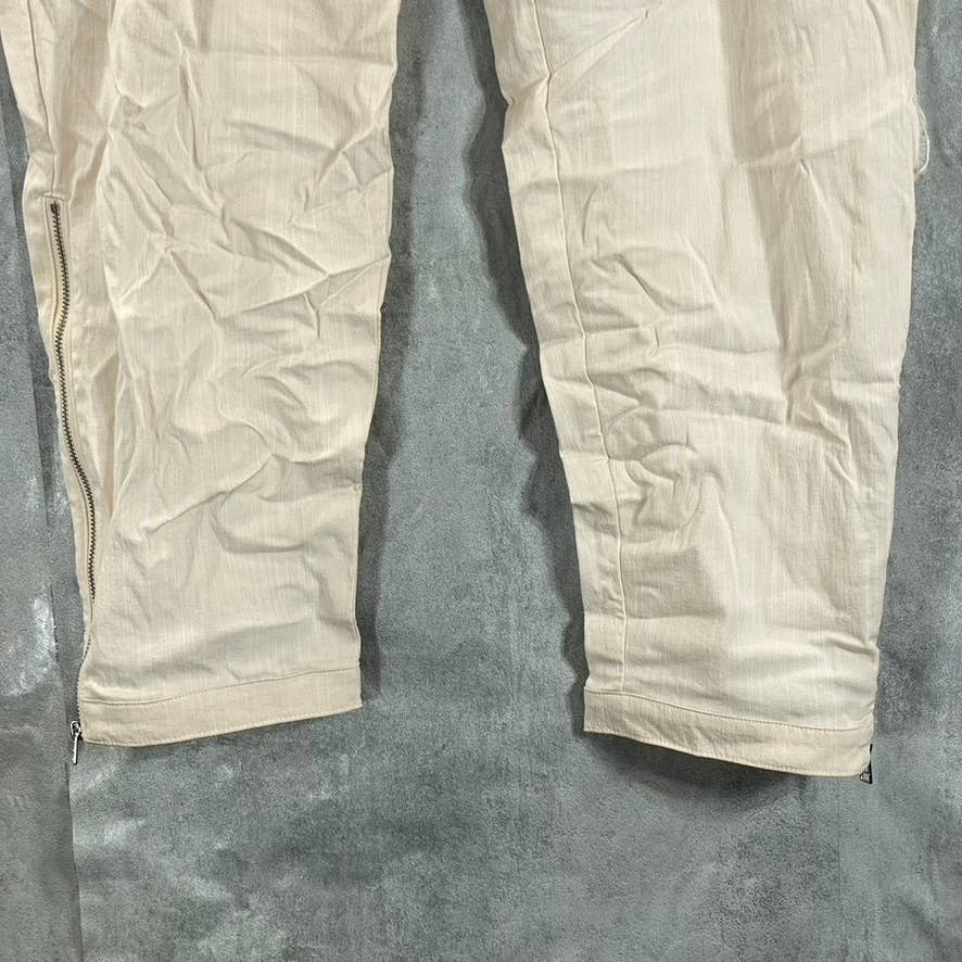 INC Women's Cashmere Cream EARTH Cargo High-Rise Zipper-Hem Joggers SZ L