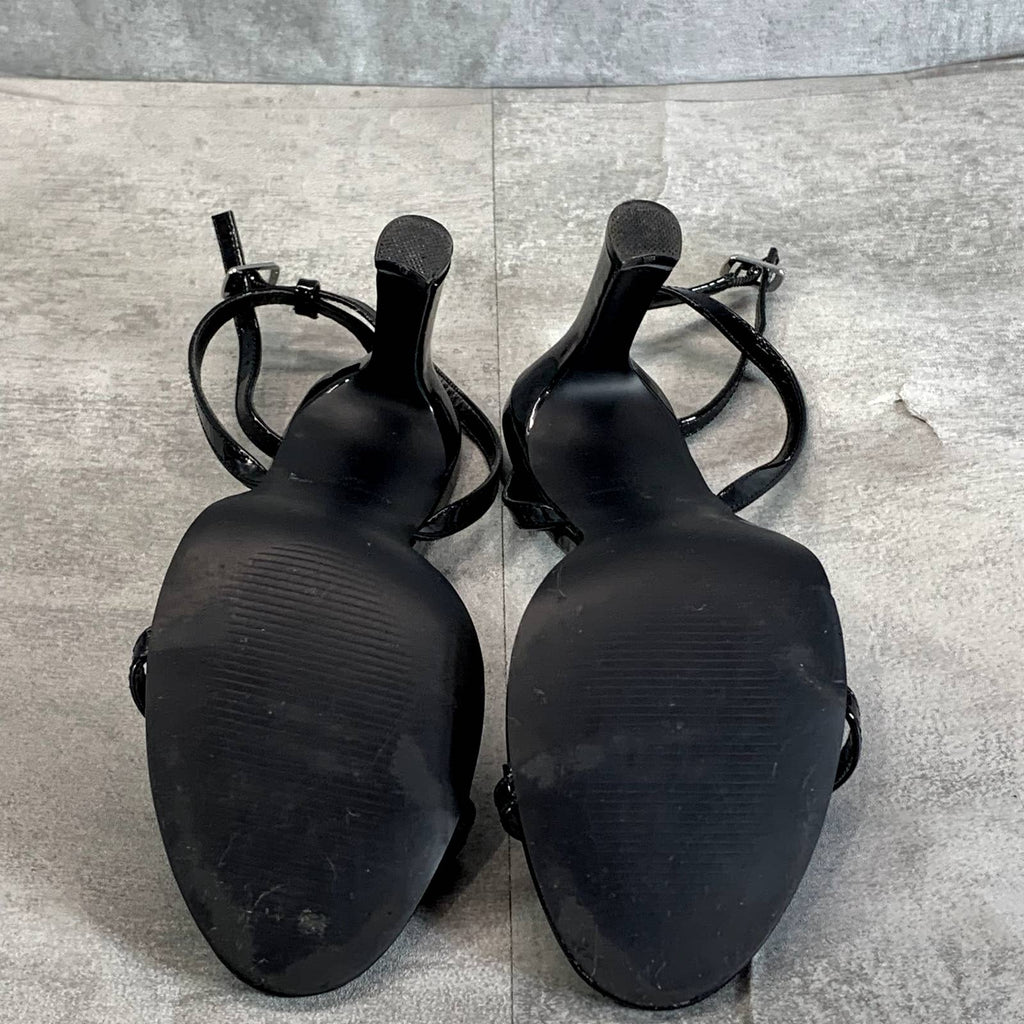 MADDEN GIRL Women's Black Patent Tasha Round-Toe Two-Piece Dress Sandals SZ 8.5