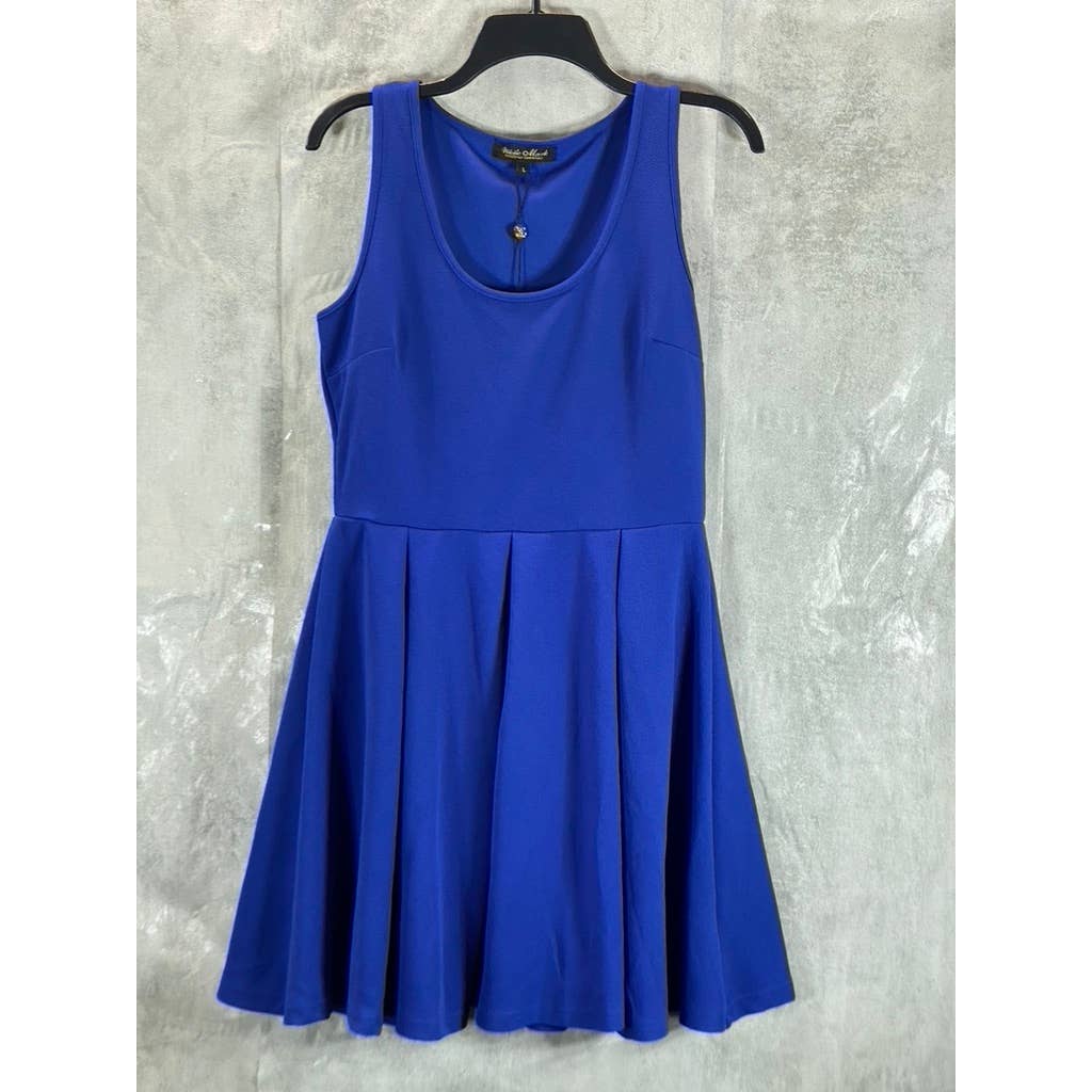 WHITE MARK Women's Royal Blue Scoop-Neck Sleeveless Fit & Flare Mini Dress SZ L