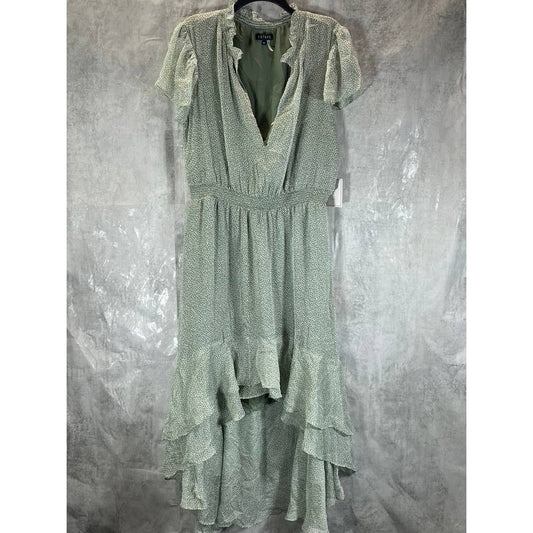 1. STATE Women's Sage Vine Split-Neck Smocked Hi-Low Long Sleeve Dress SZ XL