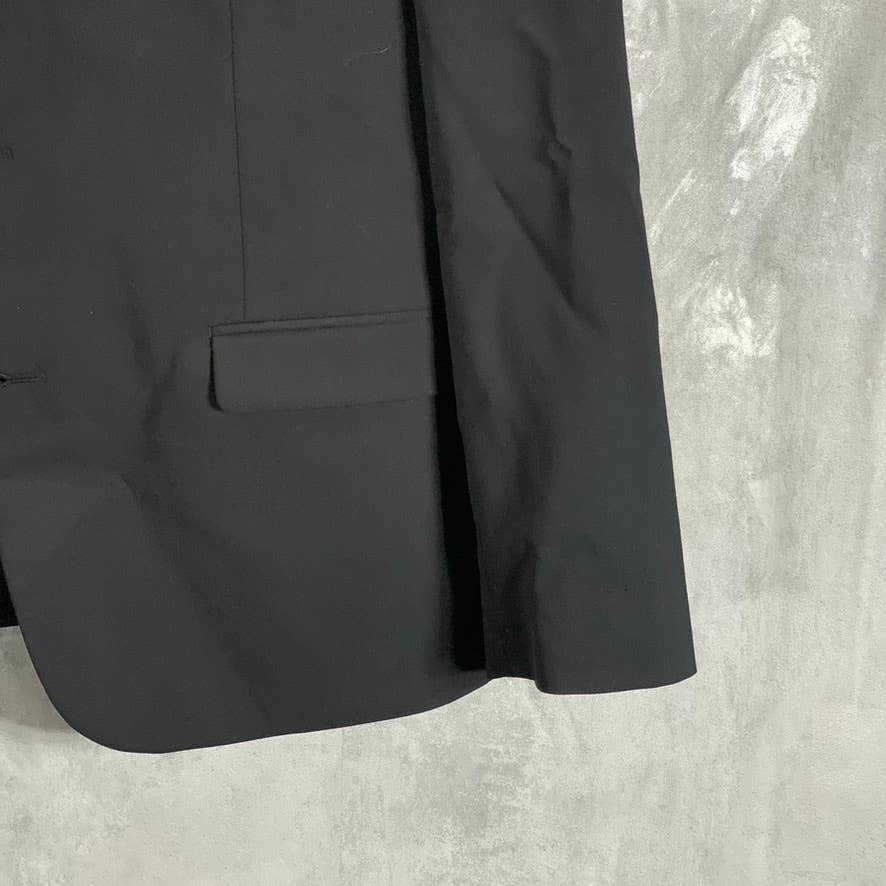 BAR III Men's Solid Black Short Two-Button Slim-Fit Wool Suit Jacket SZ 44S