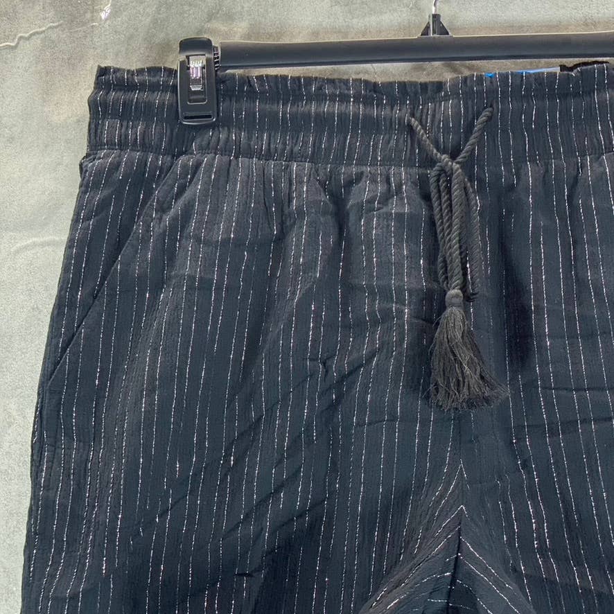 INC INTERNATIONAL Women's Deep Black High-Rise Smocked Tassel-Tie Shorts SZ XL