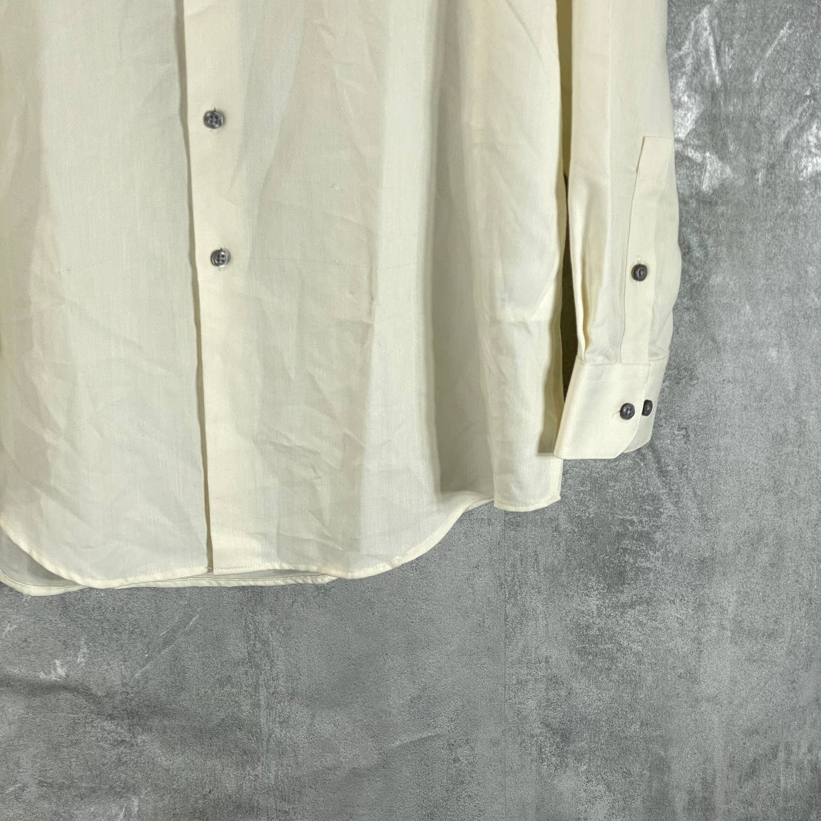 ALFANI Men's Beige Solid Regular-Fit Button-Up Long-Sleeve Shirt SZ M