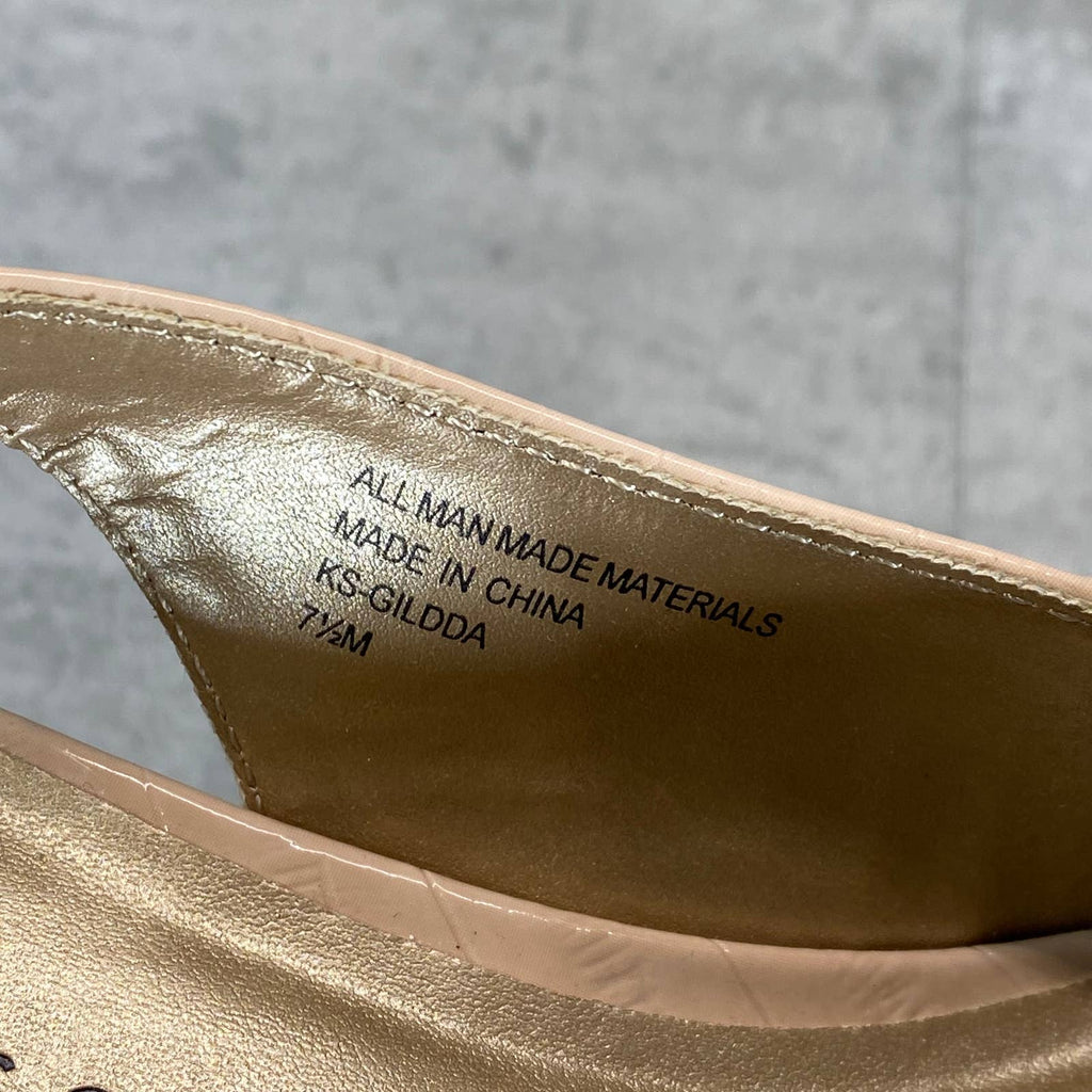 KAREN SCOTT Women's Nude Patent Gildda Pointed-Toe Slingback Pumps SZ 7.5