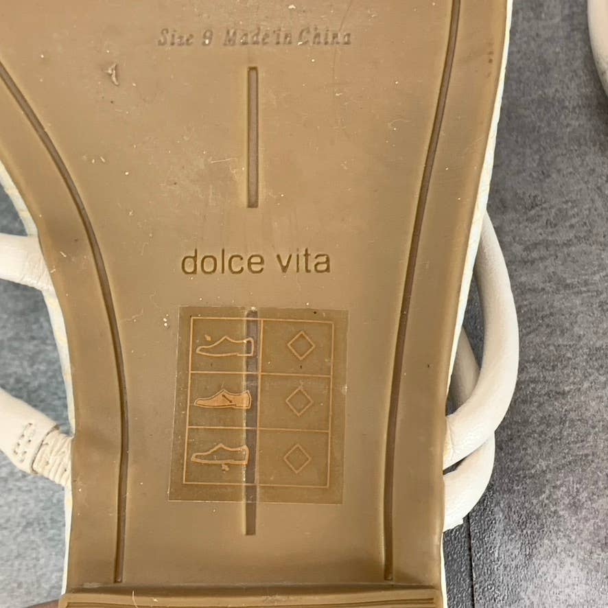 DOLCE VITA Women's Ivory Snake Embossed Leanna Square-Toe Strappy Sandals SZ 9