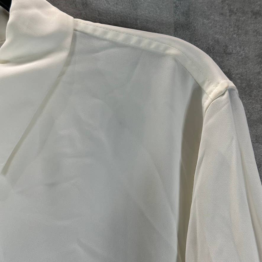 DKNY Women's Ivory Cuffed-Sleeve Hidden-Placket Top SZ L