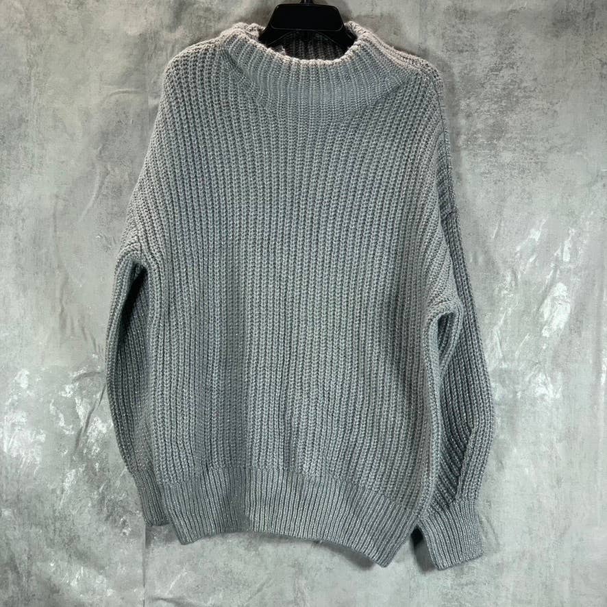 ALFANI Women's Grey Metallic Mock-Neck Long-Sleeve Pullover Sweater SZ XL