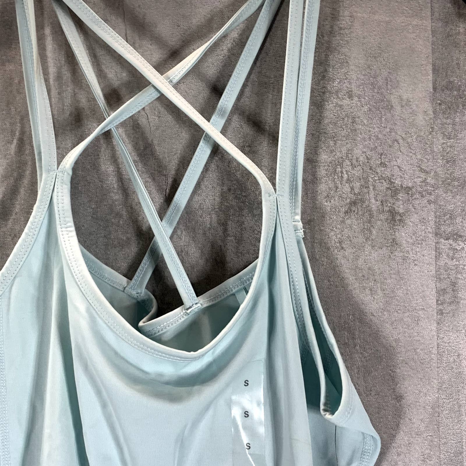 GUESS Women's Skyline Light Blue Avril Scoop-Neck Criss-Cross Tank Top SZ S