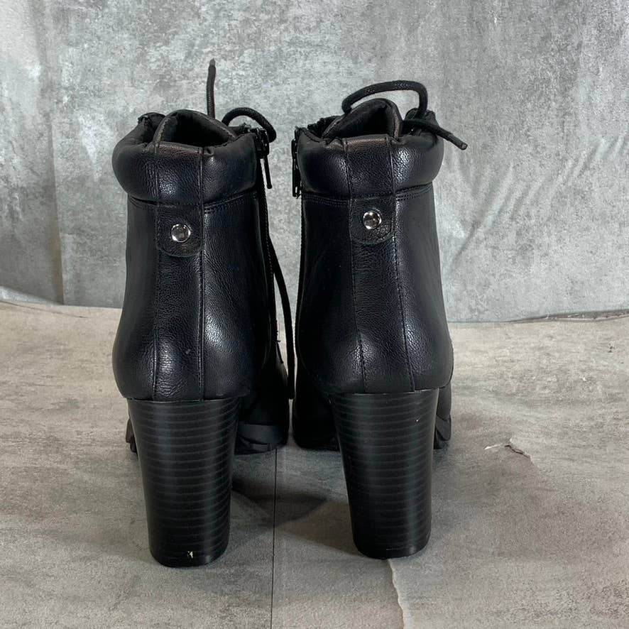 STYLE & CO Women's Black Lucillee Almond-Toe Lace-Up Side-Zip Heeled Booties SZ7